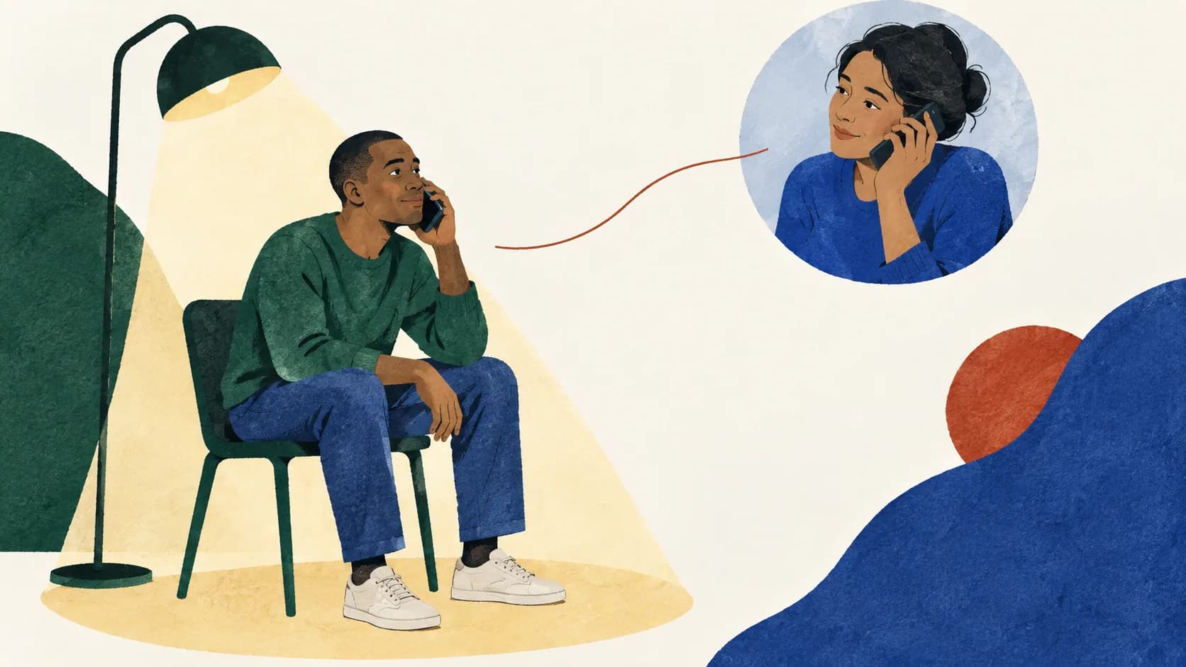 A person talking with a trusted friend by phone.