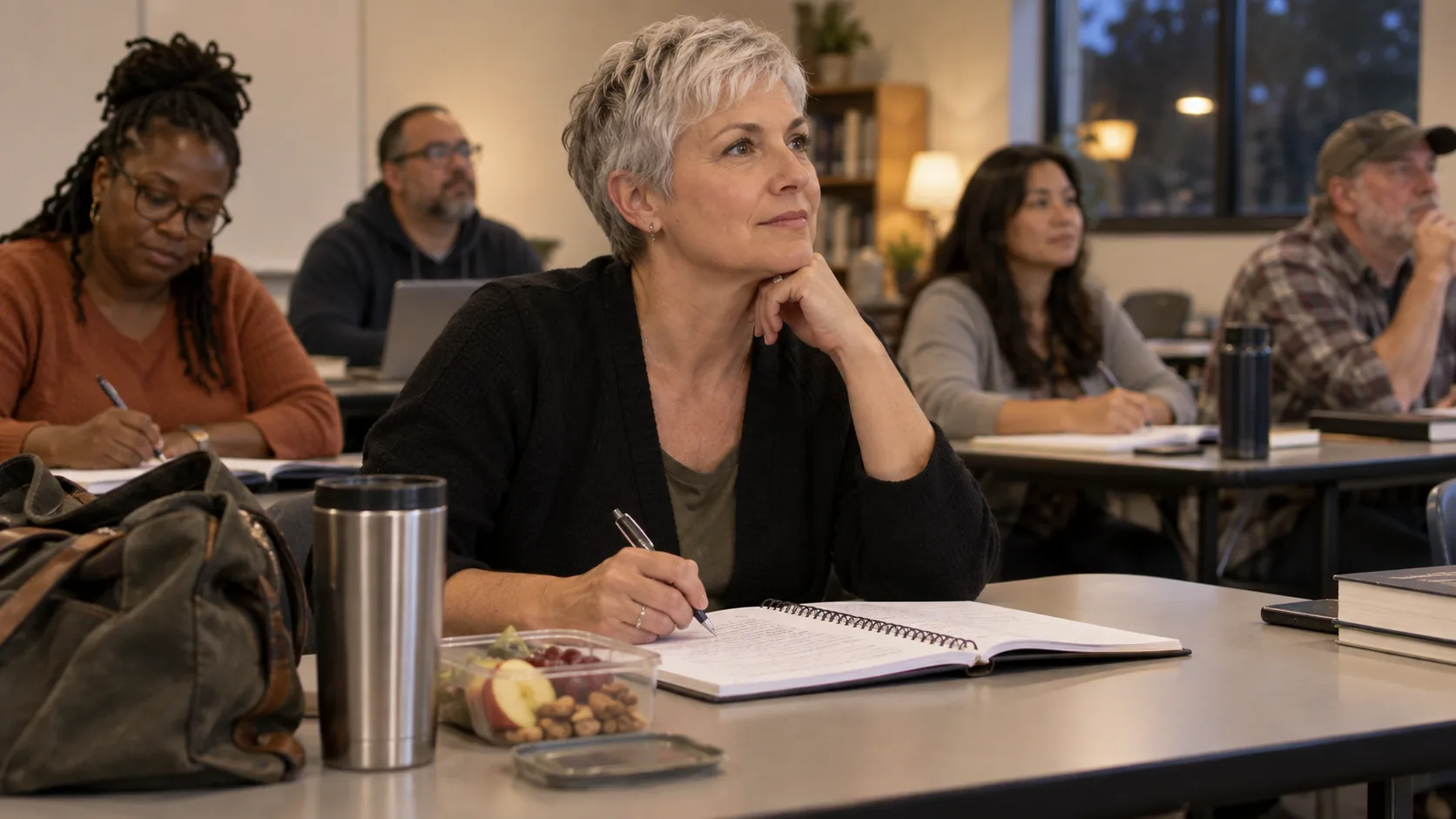 An adult student attending an evening class.