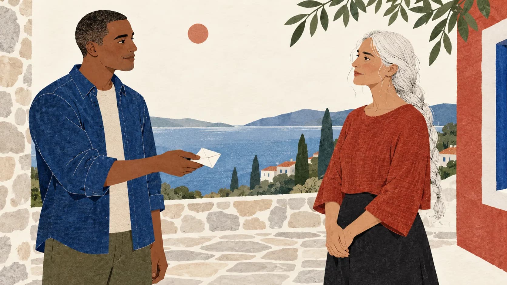Two people discussing an offer of help without pressure.