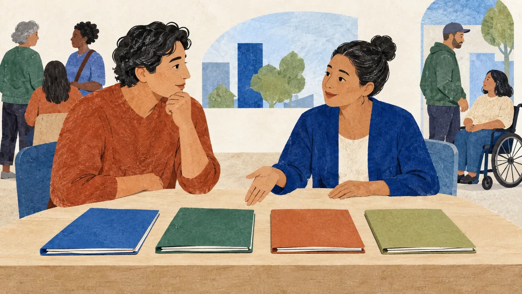 A person and community navigator comparing resource folders.