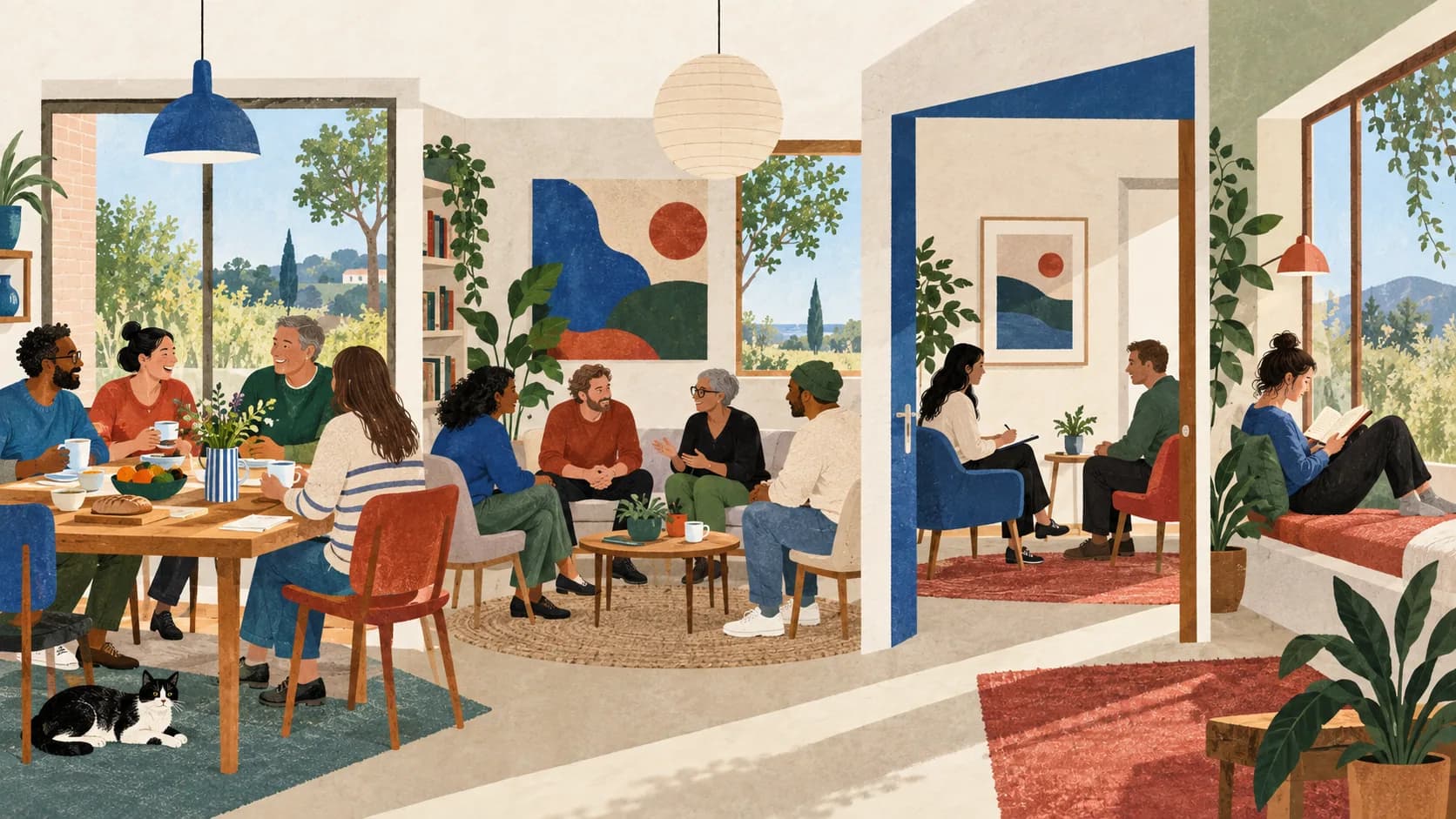 Shared meals, conversations, appointments and personal time during treatment.